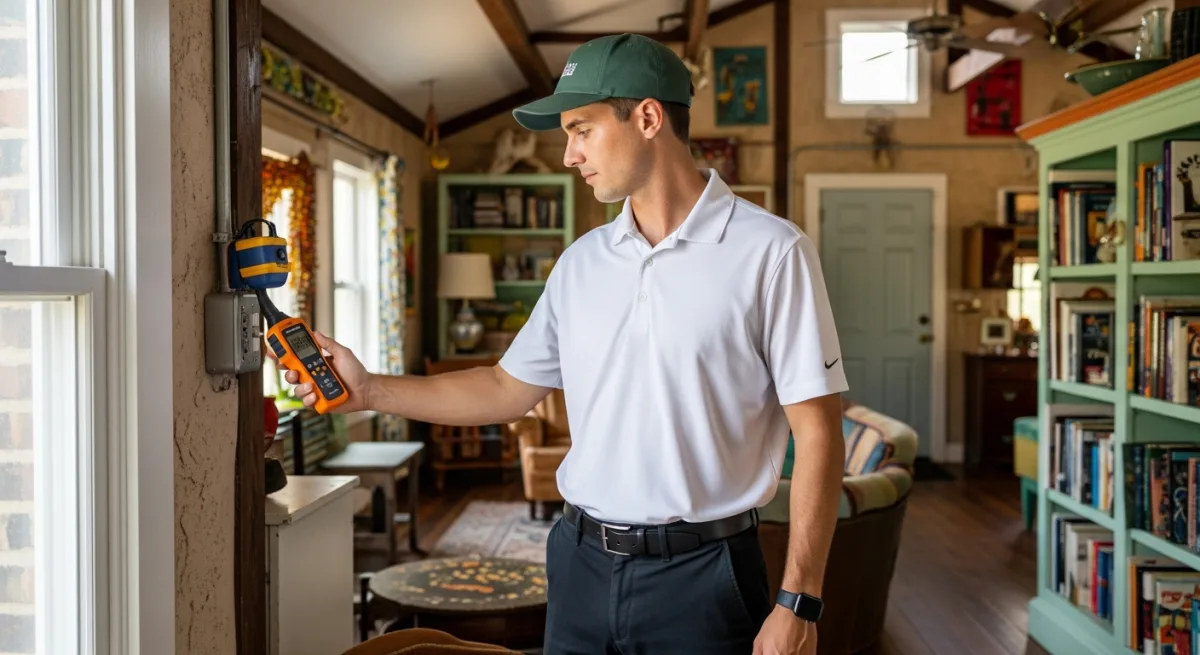 Professional EMF testing in an eclectic Denton, Texas home