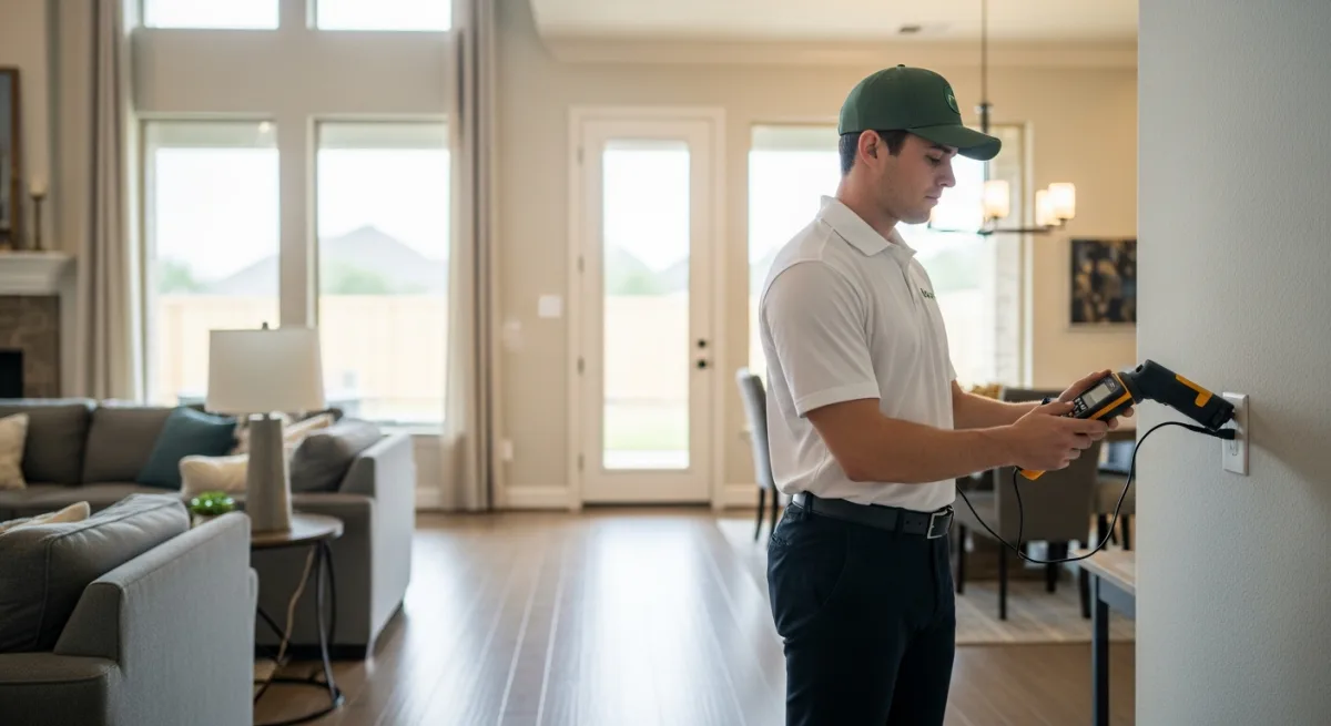 Professional EMF radiation testing in a Plano, Texas suburban home near Legacy West